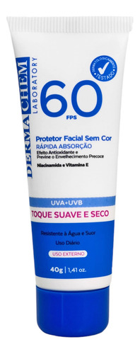 Kit 3 Protetor Solar Facial Fps 60 Uva+uvb Dermachem 40g