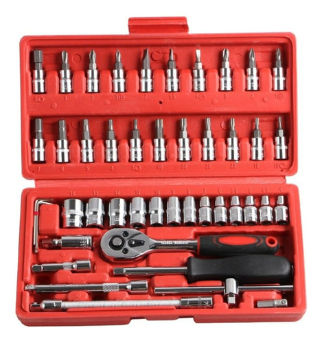 Autocle Juego Herramientas Mecánicas Dados Acerokit Kit 46pc Color Rojo