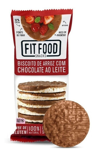 Imagem 1 de 2 de Biscoito De Arroz Com Chocolate Ao Leite Fit Food 70g