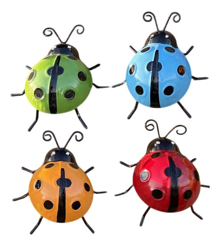4pcs Garden Ladybug Ornamentos De Pared Arte De Pared