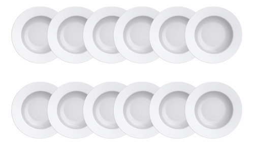 Set De 12 Platos Hondo Tramontina Elena Porcelana 23 Cm