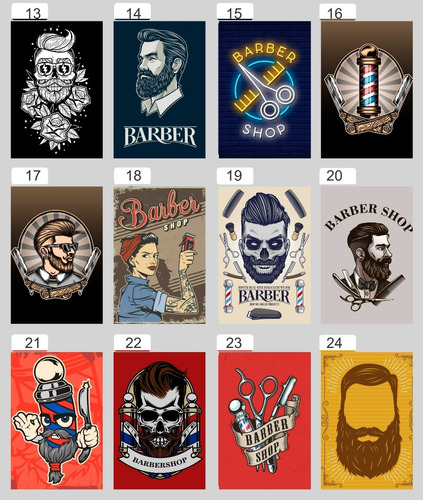 5 Pôsteres Cartaz Barbearia Retrô Para Emoldurar 20x30cm
