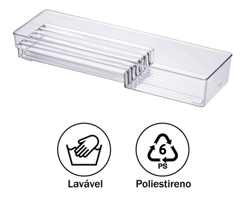 Imagem 3 de 5 de Organizador Facas Gaveta Cozinha Acrílico P/ 6 Facas 42x13cm