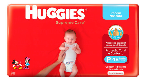 Fraldas Huggies Supreme Care Recém-Nascido P x 48 unidades