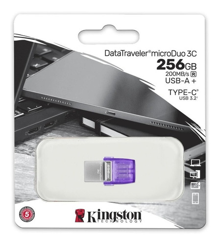 Memoria Kingston Dtmicro Duo 3c 256gb 200mb/s Otg C