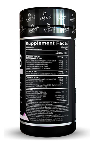 Bliss | 90 Caps | Sascha Fitness | Salud Intestinal Microflo Sin Sabor