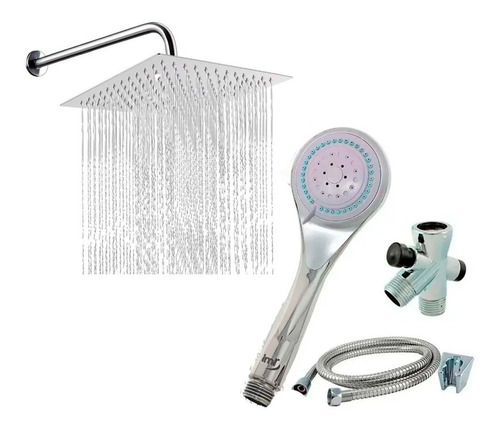 Kit De Ducha Regadera Lluvia Y Teléfono 2 Modos Tubo 50 Cm