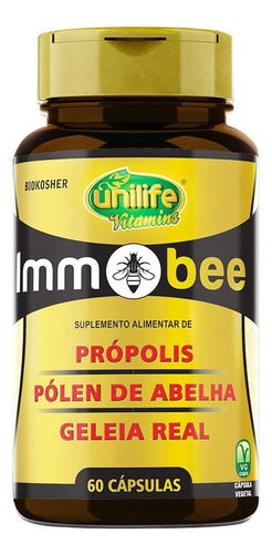 Immobee Unilife Própolis Pólen De Abelha Geleia Real 60 Cáps Sabor Sem Sabor