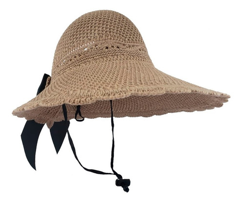 Imagem 2 de 5 de Chapéu Viseira De Praia Feminino Floppy Dobrável Velcro