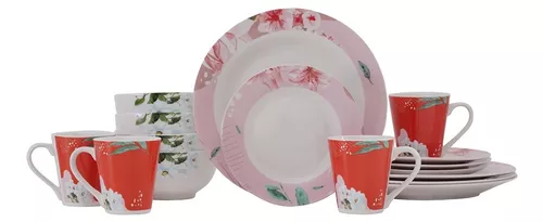 Juego de vajilla Red Flower 30 piezas - Set completo para comedor