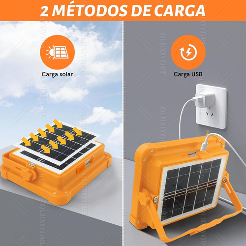 Foco Luz Led Exterior Lámpara Solar Recargable Portátil Ip66