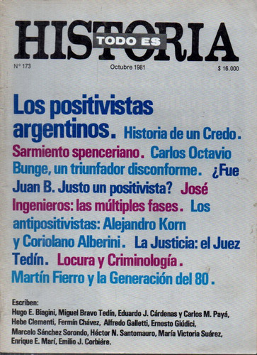 Todo Es Historia 173 Octubre 1981 - Positivistas Argentinos