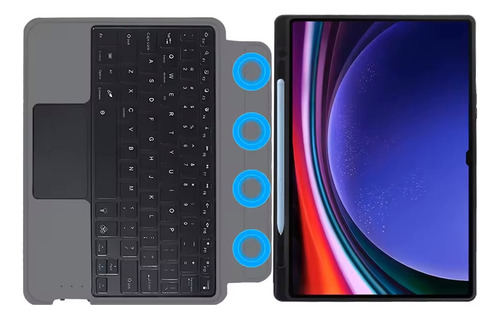 Teclado Dorn Magic Touchpad Para Samsung Tab S9 Fe Cor Grafite
