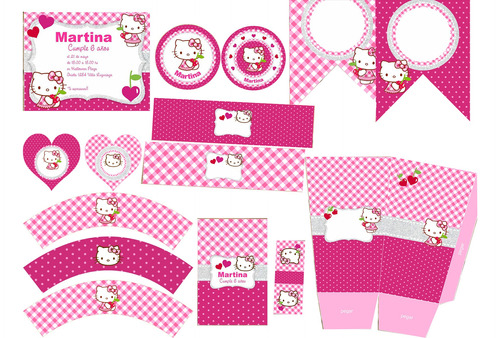 Kit Imprimible Hello Kitty Nuevo! Con Textos Editables!