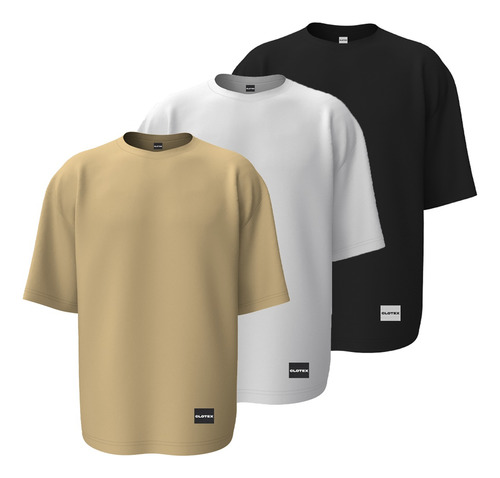 Pack X3 Remera Oversize Lisa Algodon Jersey Peinado Premium