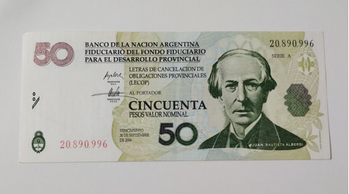 Argentina Billete 50 Bono Lecop 