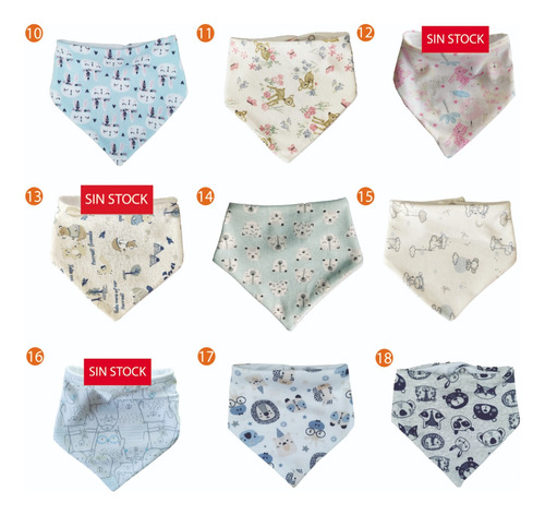 Babero Bandana De Doble Algodón - 3 Unidades A Elección