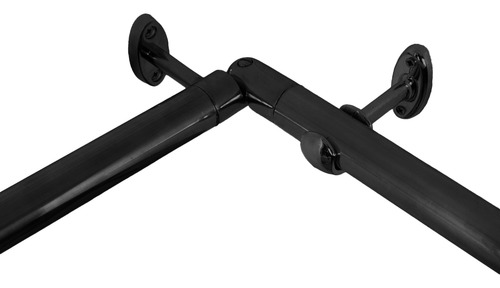 Kit Varão Para Cortina De Canto Cromado 28mm 4,00m Alumínio Cor Preto