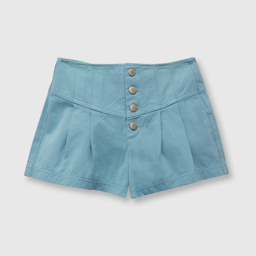 Short De Niñas Gabardina Petroleo (2 A 12 Años)