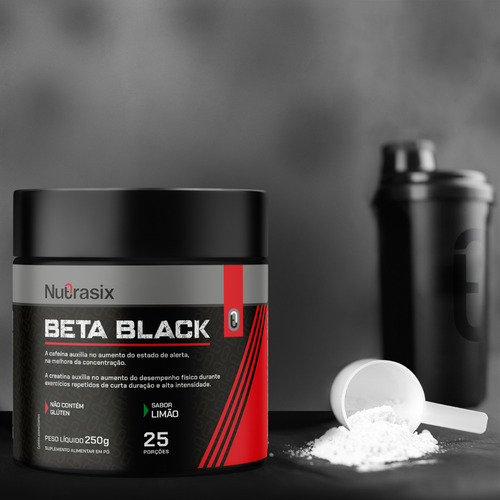 Pré Treino Beta Black 250g - Nutrasix Sabor Limão