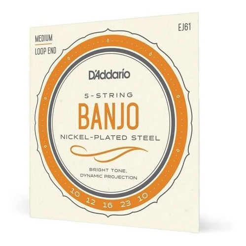 Encordoamento Para Banjo 5 Cordas D'addario Ej61 Medio