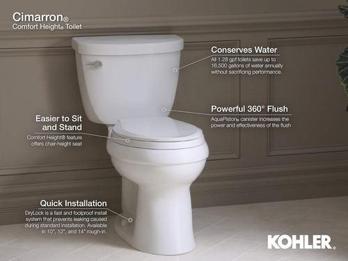 Kohler 4369-ra-0 Cimarron - Depósito De Inodoro De 1,28 Gpf