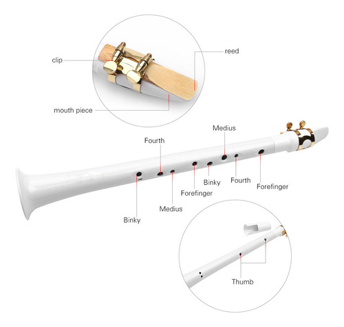 Saxofón De Bolsillo En C Portátil Blanco