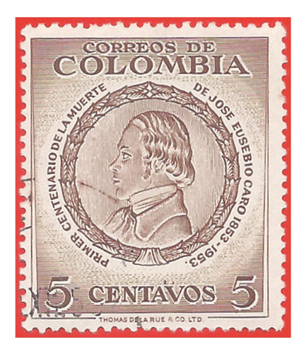 1955. Estampilla Centenario José E. Caro, Colombia. Slg1