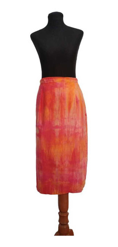 Pollera Tipo Pareo De Mujer Hippy Boho Tie Dye Naranja T.s/m