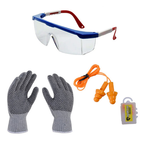 Kit Seguridad Guantes +gafas Protección + Tapaoídos Silicona