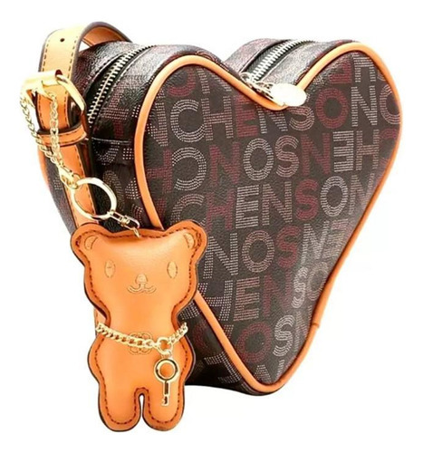 Bolsa Feminina Chenson Coração Monograma Tira Colo Café