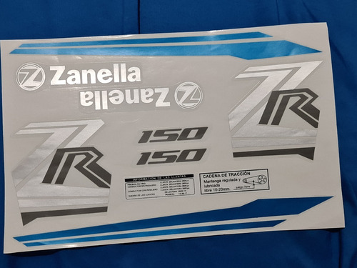 Calcos Zanella Zr 150 Moto Azul Excelente Calidad Completo