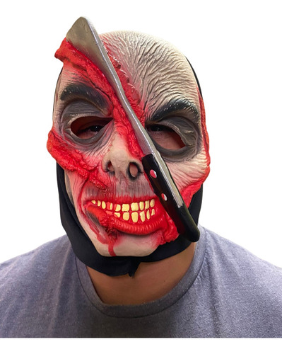 Fantasia Máscara Com Facão Na Cabeça Corte Profundo Terror Água