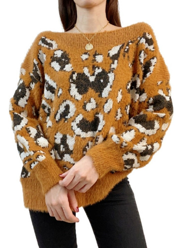 Sweater Importado Pelo De Mono Animal Print