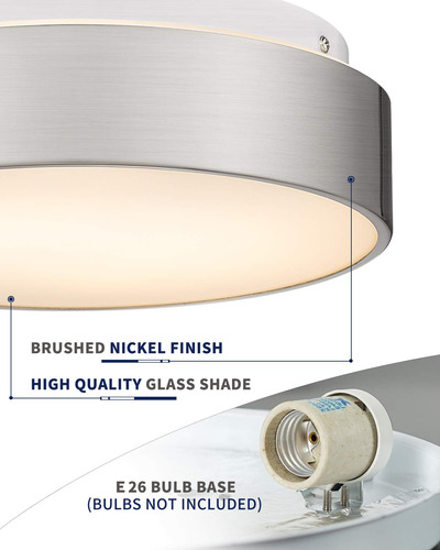 Luminária De Teto Autelo 12 Flush Mount Glass Brushed Ni