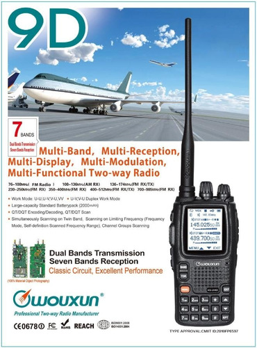 Radio Wouxun Kg-uv9d Plus 7 Band Aviação Cross-band Repter Bandas De Freqüência Dual Cor Preto Tipo De Freqüência Vhf/uhf