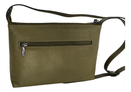 Bolsa Feminina Couro Legítimo Alça Transversal Moda Estilo Acambamento Dos Ferragens Onix Cor Verde-musgo Correia De Ombro Verde Desenho Do Tecido Liso