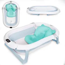 Comprar Bañera Tina De Baño Plegable Portatil Con Cojín Para Bebés