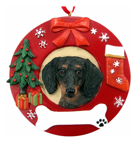 E & S Pets Negro Dachshund Personalizado Navidad Ornamento