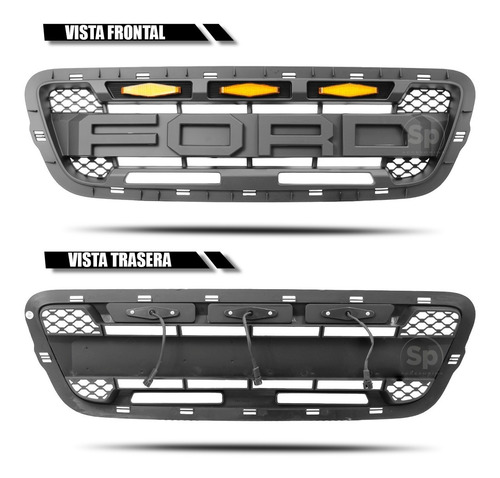 Imagen 2 de 7 de Parrilla Ford Ranger Tipo Raptor 2001 2002 2003 Leds Ambar