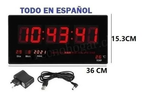 Imagen 1 de 10 de Reloj Led Digital Pared Temperatura Fecha Español