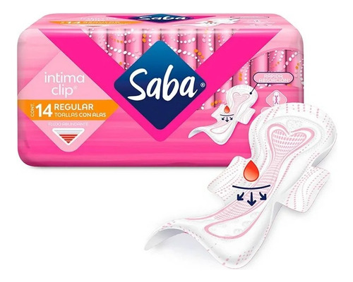 5 Pzas Toallas Femeninas Saba Intima Clip Regular Con Alas F