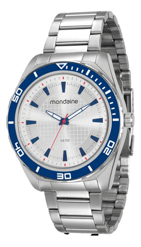 Relogio Mondaine Masculino Prata - 53521g0mvne1 Cor da correia Prateado Cor do bisel tons de azul Cor do fundo Prateado