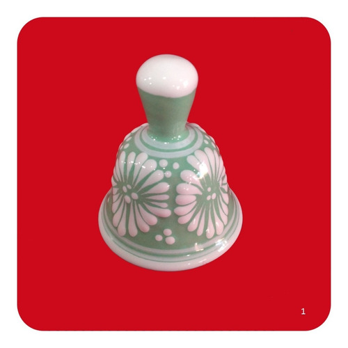 Set De 50 Campanas Verdes Talavera Poblana Recuerdos 6x5 Cm
