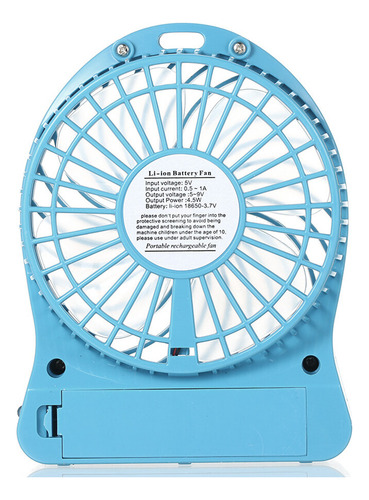 Mini Ventilador De Carga Usb De Escritorio Con Luz Led Azul