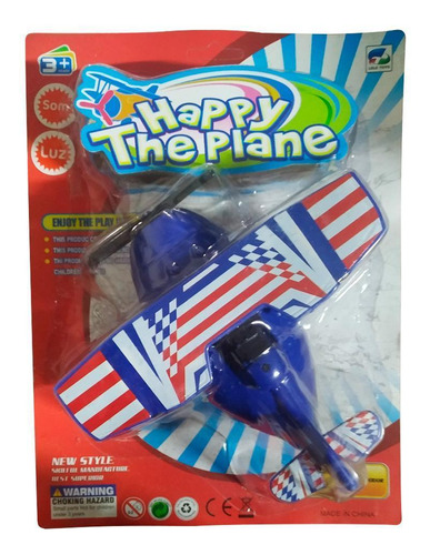 Brinquedo Avião A Corda Infantil Spider Com Luz E Som Azul