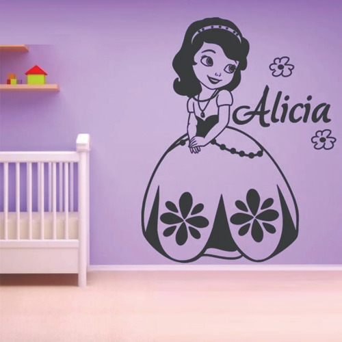 Vinilo Decorativo Para Pared Princesa + Tu Nombre