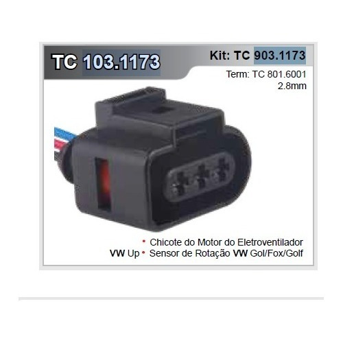 Conector Plug 3 Vias Sensor Rotação Gol 1.6 Ap Flex Tc 1173