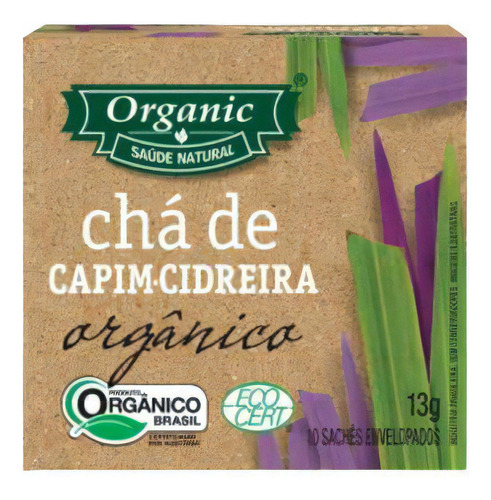 Kit 6x: Chá Orgânico De Capim Cidreira Organic 10 Sachês