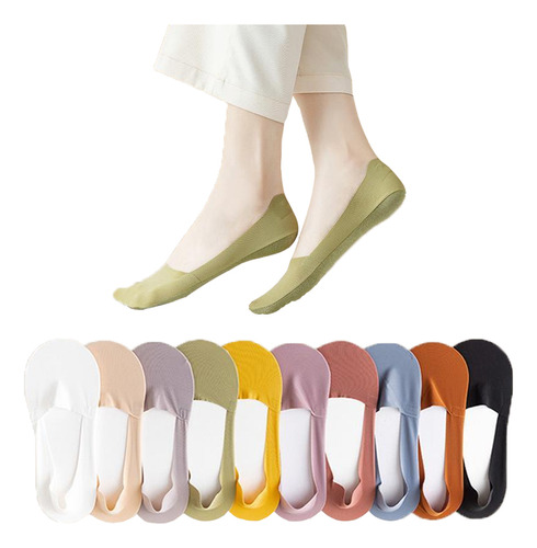 Kit De Media Zapatilla Invisible De Colores Para Mujer, 10 P